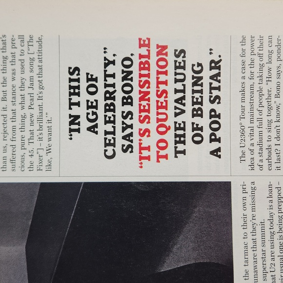 U2 ROLLING STONE MAGAZINE, ISSUE 1089, Oct 15, 2009: U2 LIVE from outer space - Picture 11 of 17